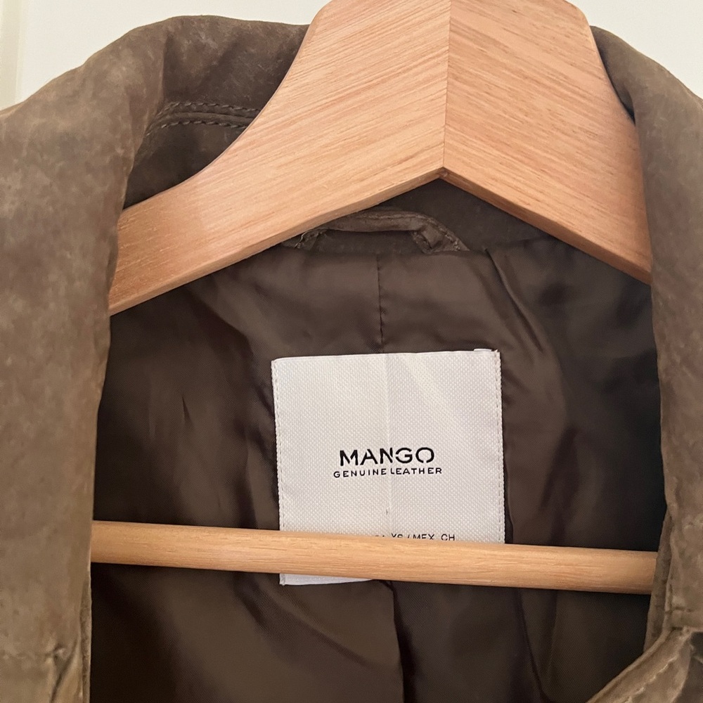 Mango Olive Suede Belted Wrap Jacket - Picture 4 of 4